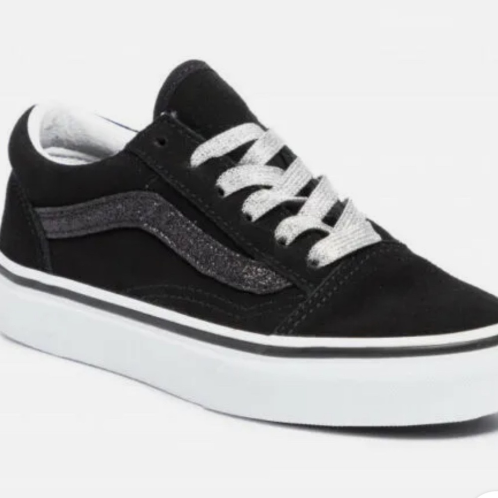 Vans Old Skool kids black glitter side strip